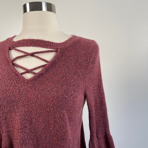 American Eagle • Bell Sleeve Cross Neck Sweater Top - Picture 2 of 5